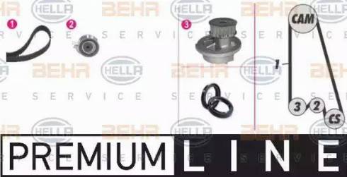 HELLA 8MP 376 800-801 - Водяной насос + комплект зубчатого ремня ГРМ autospares.lv