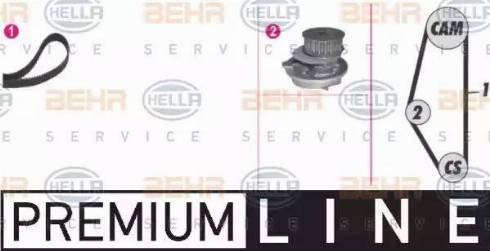 HELLA 8MP 376 801-851 - Водяной насос + комплект зубчатого ремня ГРМ autospares.lv