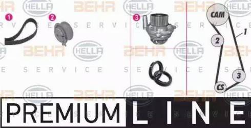 HELLA 8MP 376 801-801 - Водяной насос + комплект зубчатого ремня ГРМ autospares.lv