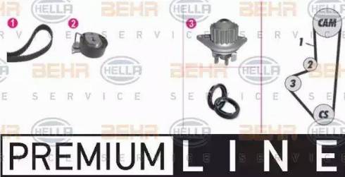 HELLA 8MP 376 803-891 - Водяной насос + комплект зубчатого ремня ГРМ autospares.lv