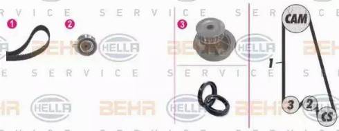 HELLA 8MP 376 803-841 - Водяной насос + комплект зубчатого ремня ГРМ autospares.lv