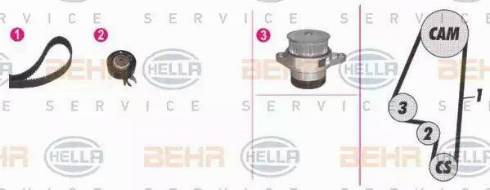 HELLA 8MP 376 803-881 - Водяной насос + комплект зубчатого ремня ГРМ autospares.lv