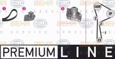 HELLA 8MP 376 802-821 - Водяной насос + комплект зубчатого ремня ГРМ autospares.lv