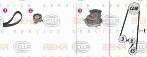 HELLA 8MP 376 807-881 - Водяной насос + комплект зубчатого ремня ГРМ autospares.lv