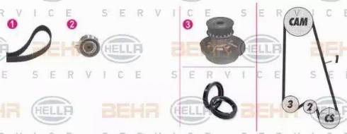 HELLA 8MP 376 807-871 - Водяной насос + комплект зубчатого ремня ГРМ autospares.lv