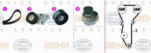 HELLA 8MP 376 815-891 - Водяной насос + комплект зубчатого ремня ГРМ autospares.lv