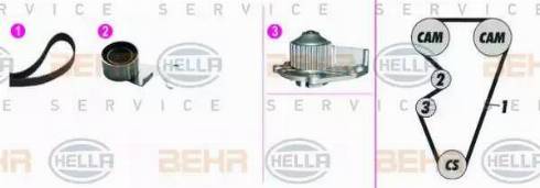 HELLA 8MP 376 815-861 - Водяной насос + комплект зубчатого ремня ГРМ autospares.lv