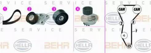 HELLA 8MP 376 815-881 - Водяной насос + комплект зубчатого ремня ГРМ autospares.lv