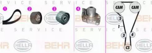 HELLA 8MP 376 816-861 - Водяной насос + комплект зубчатого ремня ГРМ autospares.lv