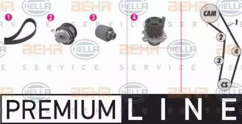 HELLA 8MP 376 810-841 - Водяной насос + комплект зубчатого ремня ГРМ autospares.lv