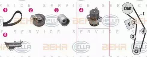 HELLA 8MP 376 810-861 - Водяной насос + комплект зубчатого ремня ГРМ autospares.lv