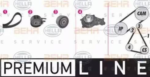 HELLA 8MP 376 811-871 - Водяной насос + комплект зубчатого ремня ГРМ autospares.lv