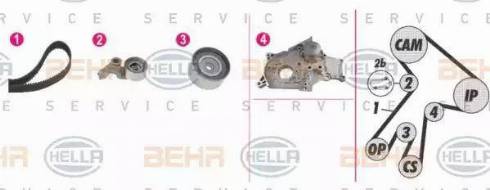 HELLA 8MP 376 813-851 - Водяной насос + комплект зубчатого ремня ГРМ autospares.lv