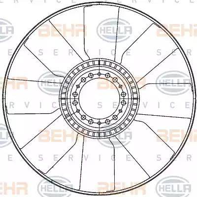 HELLA 8MV 376 907-211 - Крыльчатка вентилятора, охлаждение двигателя autospares.lv