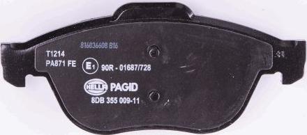 HELLA PAGID 8DB 355 009-111 - Тормозные колодки, дисковые, комплект autospares.lv