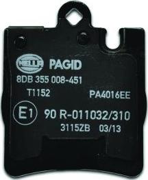 HELLA PAGID 8DB 355 008-451 - Тормозные колодки, дисковые, комплект autospares.lv