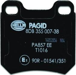 HELLA PAGID 8DB 355 007-381 - Тормозные колодки, дисковые, комплект autospares.lv