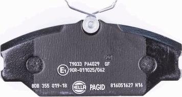 HELLA PAGID 8DB 355 019-181 - Тормозные колодки, дисковые, комплект autospares.lv