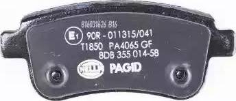 HELLA PAGID 8DB 355 014-581 - Тормозные колодки, дисковые, комплект autospares.lv