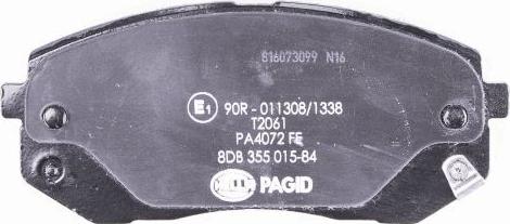 HELLA PAGID 8DB 355 015-841 - Тормозные колодки, дисковые, комплект autospares.lv