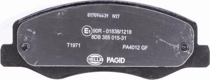 HELLA PAGID 8DB 355 015-311 - Тормозные колодки, дисковые, комплект autospares.lv