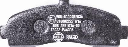 HELLA PAGID 8DB 355 016-501 - Тормозные колодки, дисковые, комплект autospares.lv