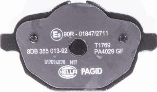 HELLA PAGID 8DB 355 013-921 - Тормозные колодки, дисковые, комплект autospares.lv