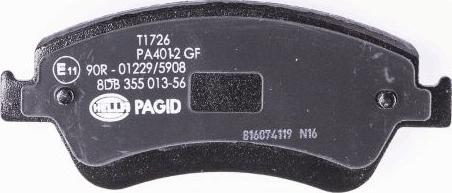 HELLA PAGID 8DB 355 013-561 - Тормозные колодки, дисковые, комплект autospares.lv