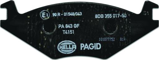 HELLA PAGID 8DB 355 017-501 - Тормозные колодки, дисковые, комплект autospares.lv