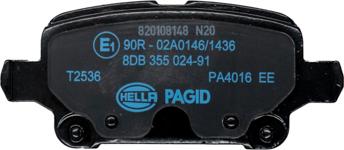 HELLA PAGID 8DB 355 024-911 - Тормозные колодки, дисковые, комплект autospares.lv