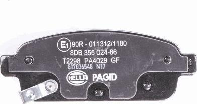 HELLA PAGID 8DB 355 024-861 - Тормозные колодки, дисковые, комплект autospares.lv