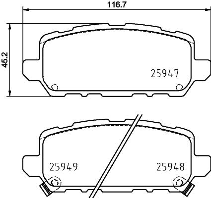 HELLA PAGID 8DB 355 025-591 - Тормозные колодки, дисковые, комплект autospares.lv