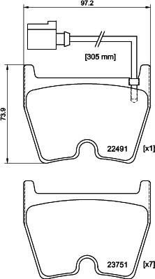 HELLA PAGID 8DB 355 025-171 - Тормозные колодки, дисковые, комплект autospares.lv