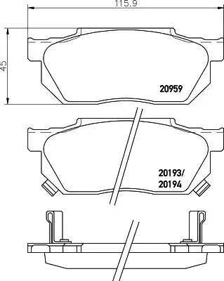 HELLA PAGID 8DB 355 005-641 - Тормозные колодки, дисковые, комплект autospares.lv