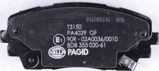 HELLA PAGID 8DB 355 020-611 - Тормозные колодки, дисковые, комплект autospares.lv