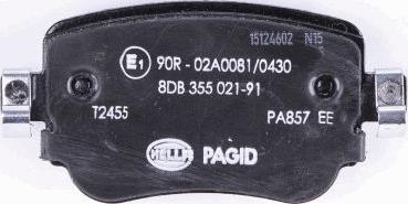 HELLA PAGID 8DB 355 021-911 - Тормозные колодки, дисковые, комплект autospares.lv