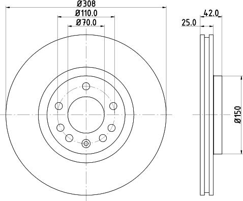 HELLA PAGID 8DD 355 108-231 - Тормозной диск autospares.lv