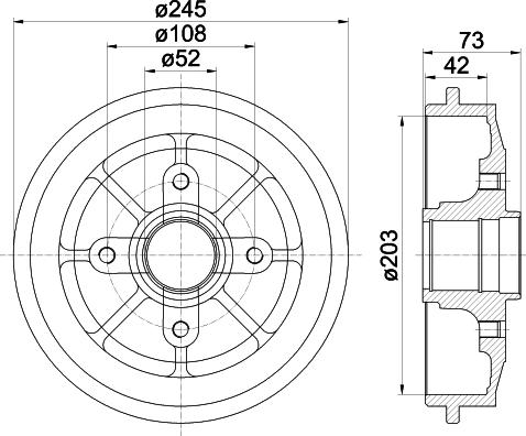 HELLA PAGID 8DT 355 300-591 - Тормозной барабан autospares.lv