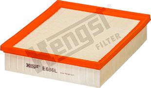 Hengst Filter E686L - Воздушный фильтр, двигатель autospares.lv