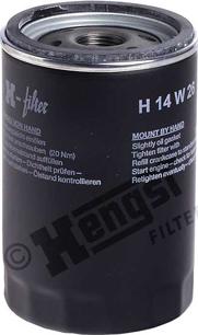Hengst Filter H14W26 - Масляный фильтр autospares.lv