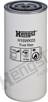 Hengst Filter H18WK03 - Топливный фильтр autospares.lv