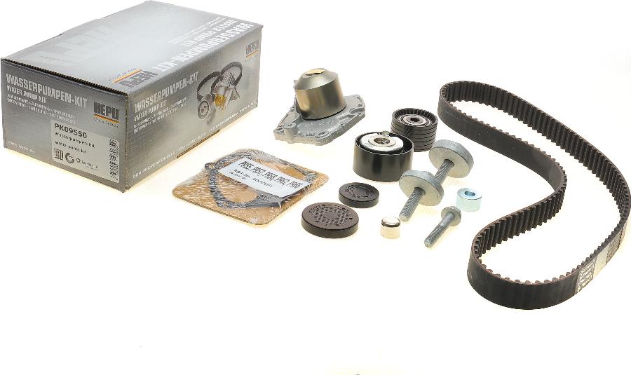Hepu PK09550 - Водяной насос + комплект зубчатого ремня ГРМ autospares.lv