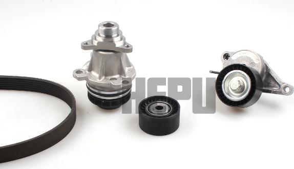 Hepu PK09071 - Водяной насос + комплект ручейковых ремней autospares.lv