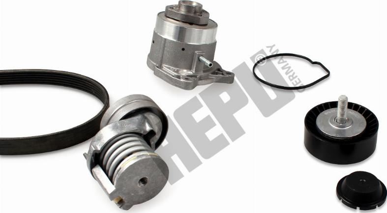 Hepu PK06561 - Водяной насос + комплект ручейковых ремней autospares.lv