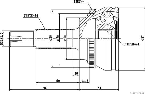 Herth+Buss Jakoparts J2832132 - Шарнирный комплект, ШРУС, приводной вал autospares.lv