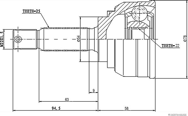 Herth+Buss Jakoparts J2825010 - Шарнирный комплект, ШРУС, приводной вал autospares.lv