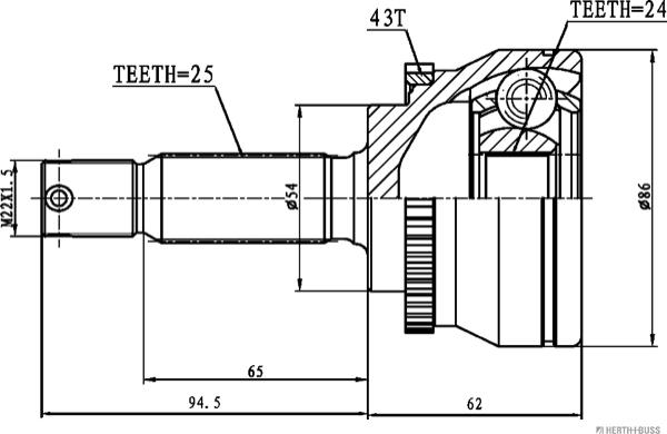 Herth+Buss Jakoparts J2825131 - Шарнирный комплект, ШРУС, приводной вал autospares.lv