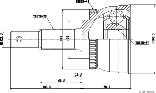 Herth+Buss Jakoparts J2821146 - Шарнирный комплект, ШРУС, приводной вал autospares.lv