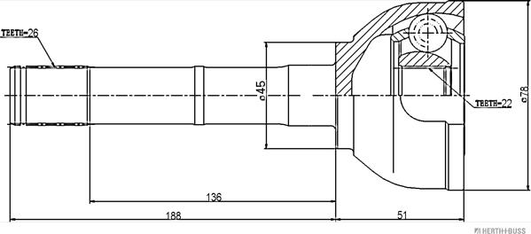 Herth+Buss Jakoparts J2828008 - Шарнирный комплект, ШРУС, приводной вал autospares.lv