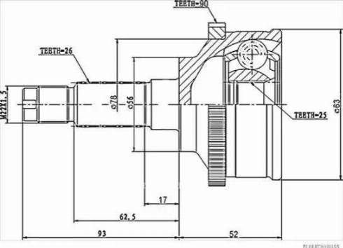 Herth+Buss Jakoparts J2823105 - Шарнирный комплект, ШРУС, приводной вал autospares.lv